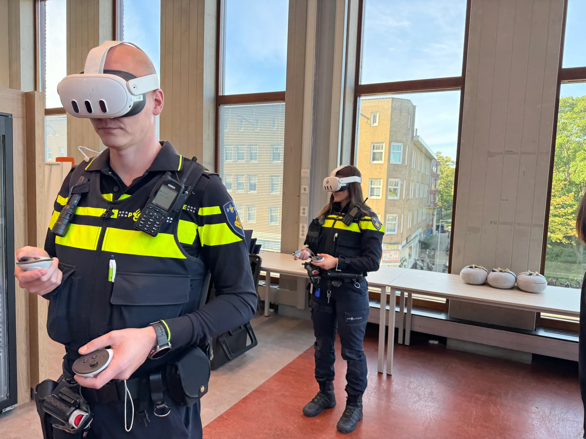 An officer in a VR headset during a training session.
